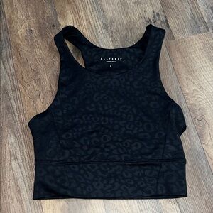 Anthropologie Allfenix  black cheetah sports bra sz Small